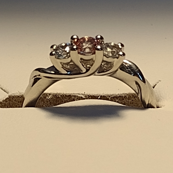 Survivor Collection Jewelry - Breat Cancer White&Pink Topaz 925 Silver Joanna Ring Size 6 -Survivor Collection